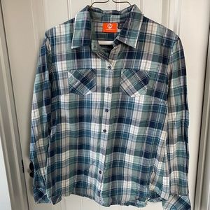 Merrell Blue/green plaid button down Medium